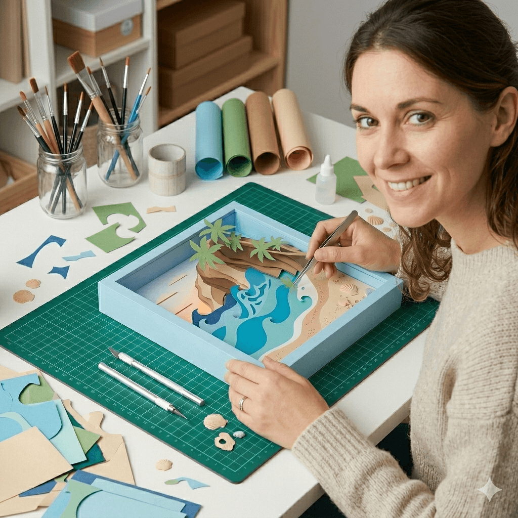 Maria, creator of the Paper Beachscape Course, smiling