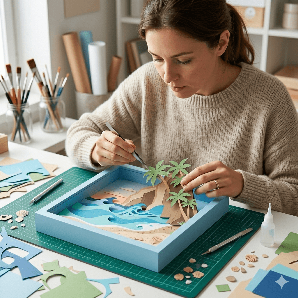 Assembling and finishing the complete paper beachscape